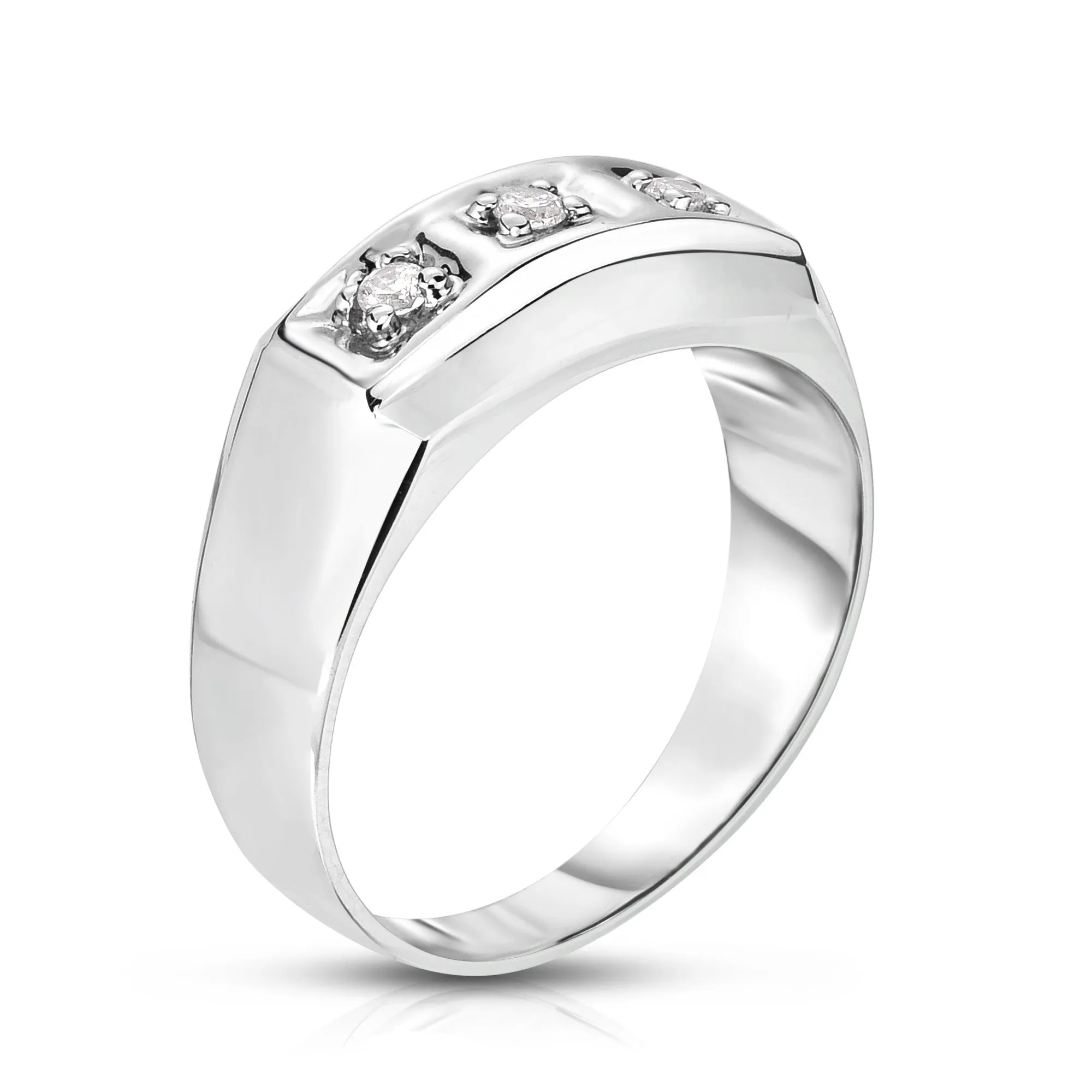 0.12Ct Diamond Men's 3-Stone Ring in 14K Gold