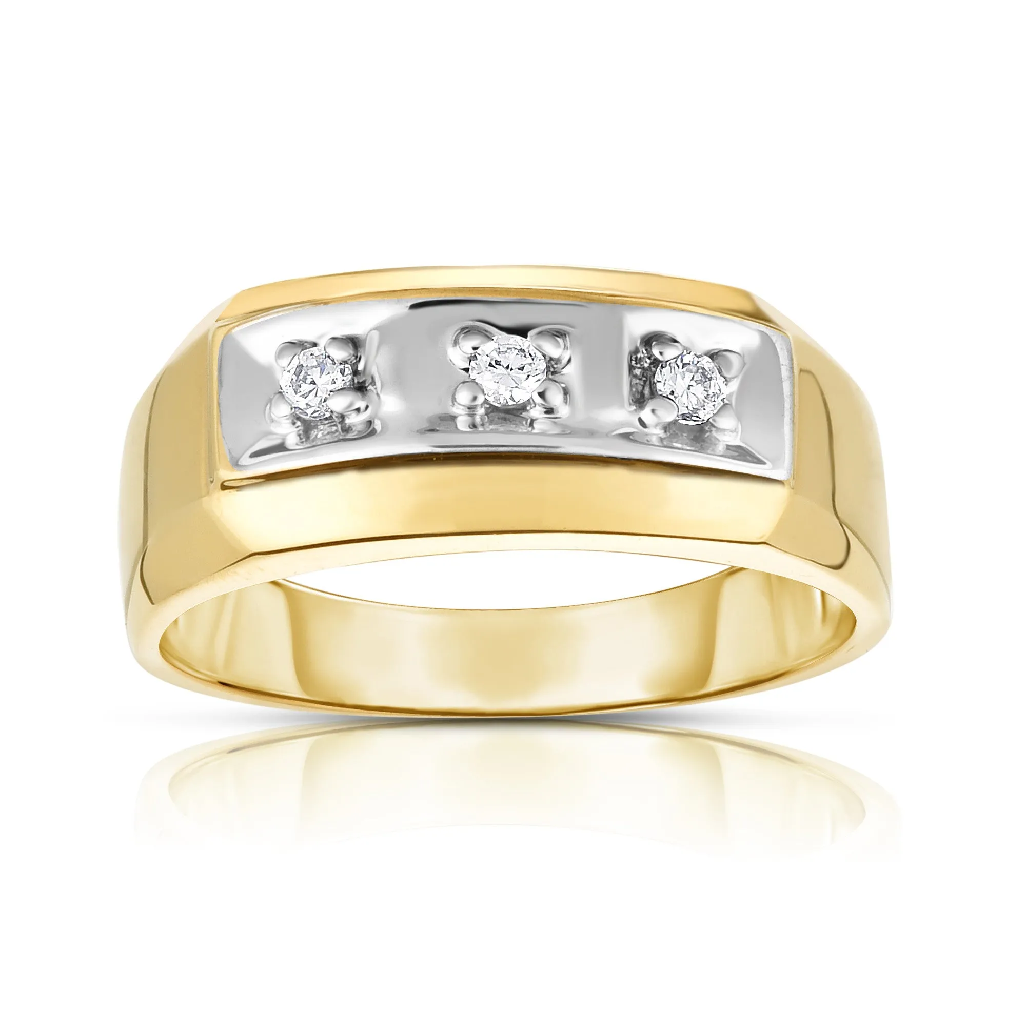 0.12Ct Diamond Men's 3-Stone Ring in 14K Gold