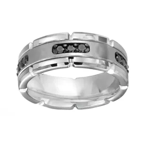 0.36ct Black Diamond Triáda Tungsten Men's Wedding Eternity Ring