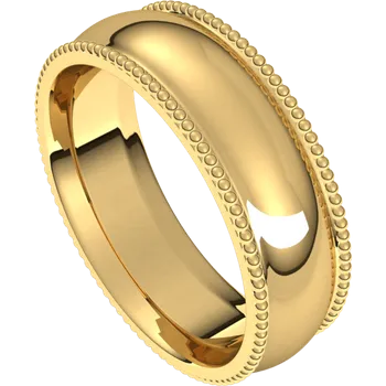 10k Yellow Gold 7 mm Beaded Comfort-Fit Band