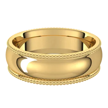 10k Yellow Gold 7 mm Beaded Comfort-Fit Band