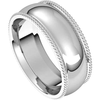 10k Yellow Gold 7 mm Beaded Comfort-Fit Band