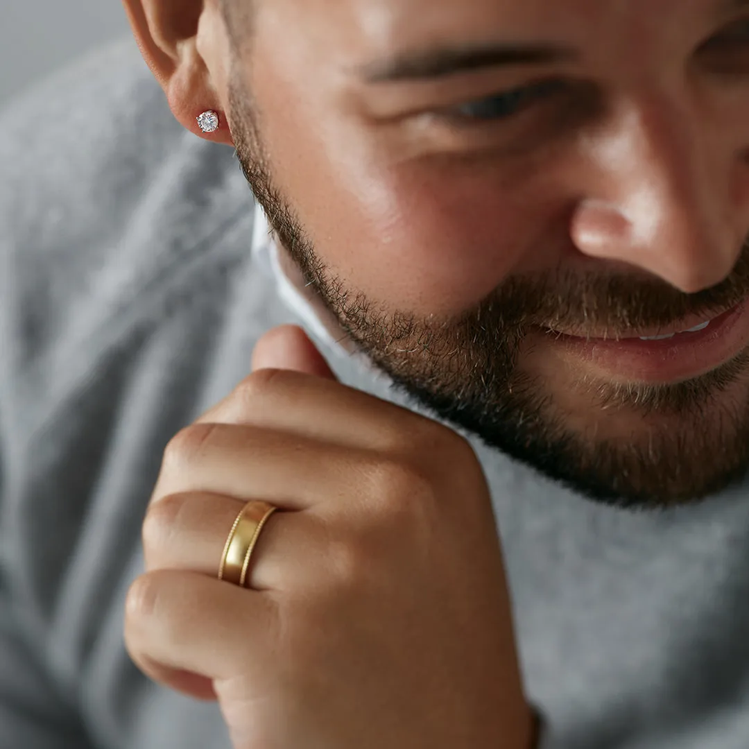 10k Yellow Gold 7 mm Beaded Comfort-Fit Band