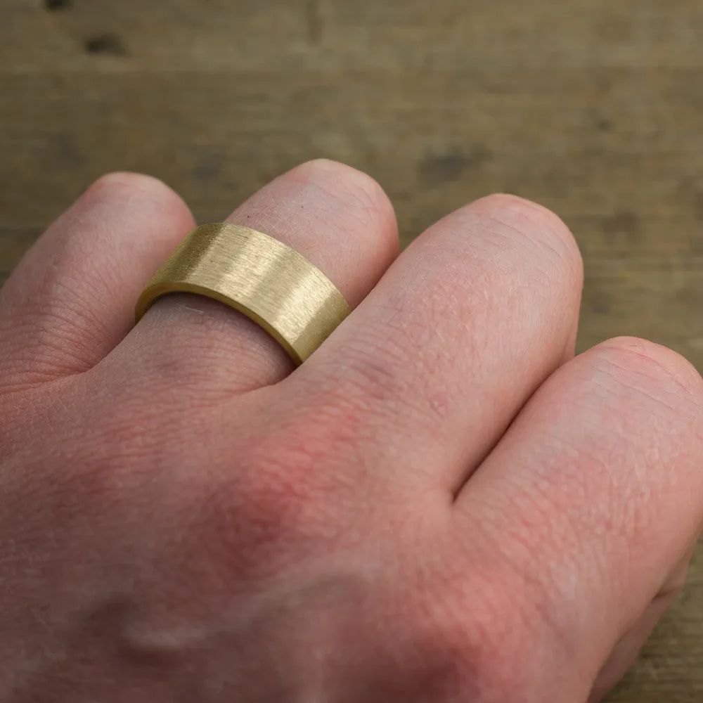 10mm 14K Yellow Gold Men's Comfort Fit Wedding Band, Brushed Matte Finish