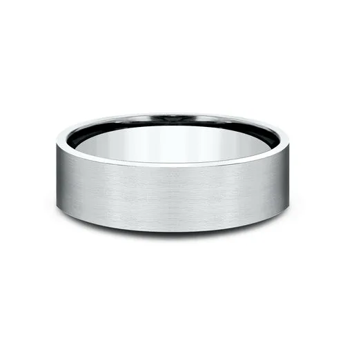 14K White Gold Satin Finish 6.5mm Men's Wedding Band LCF66542014KW10