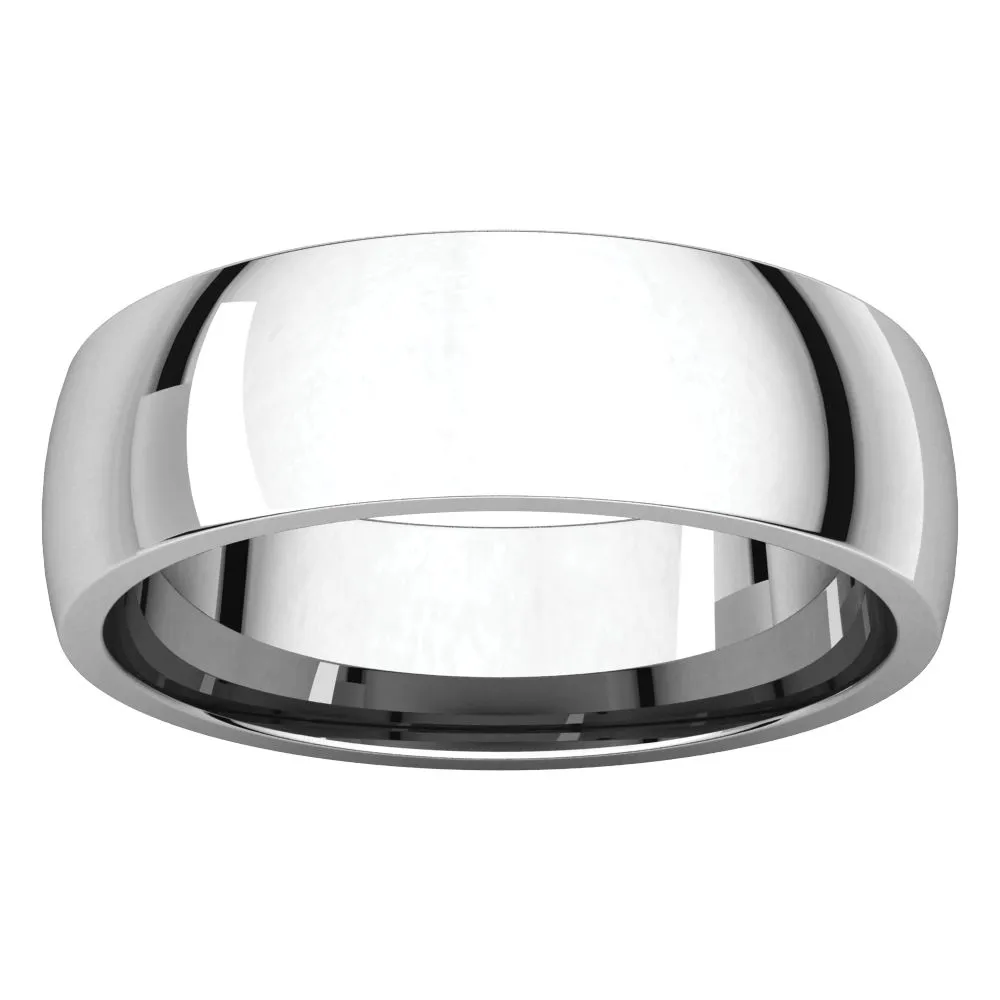 18k Palladium White 6mm Light Comfort Fit Band, Size 10.5