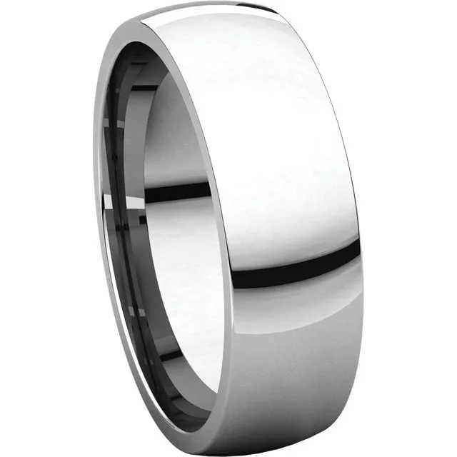 18k Palladium White 6mm Light Comfort Fit Band, Size 10.5