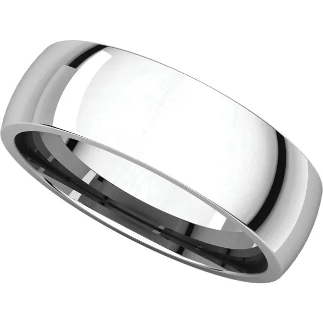 18k Palladium White 6mm Light Comfort Fit Band, Size 10.5