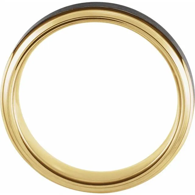 18K Yellow Gold PVD & Black PVD Tungsten 4 mm Band with Satin Finish