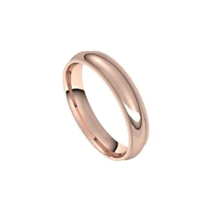 4 mm wide Milgrain Half Round Comfort Fit Men's Wedding Band