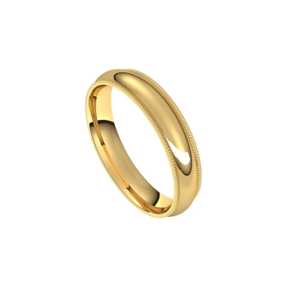 4 mm wide Milgrain Half Round Comfort Fit Men's Wedding Band