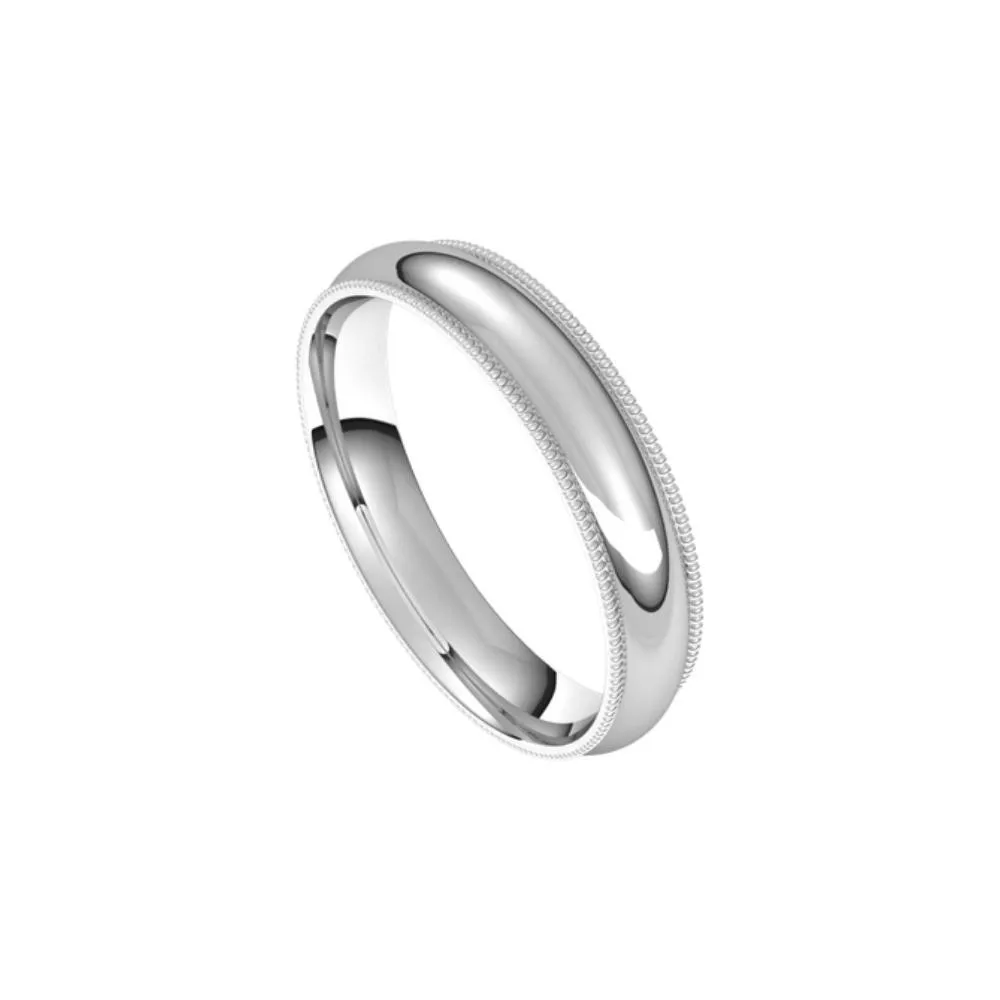 4 mm wide Milgrain Half Round Comfort Fit Men's Wedding Band