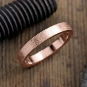 4mm Comfort Fit 14K Rose Gold Men's Wedding Band, Matte Finish