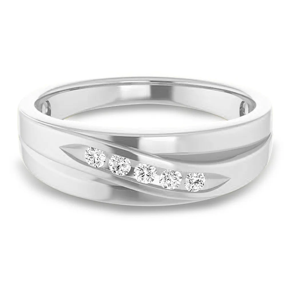 5 Stone Channel Set Diamond Men's Ring