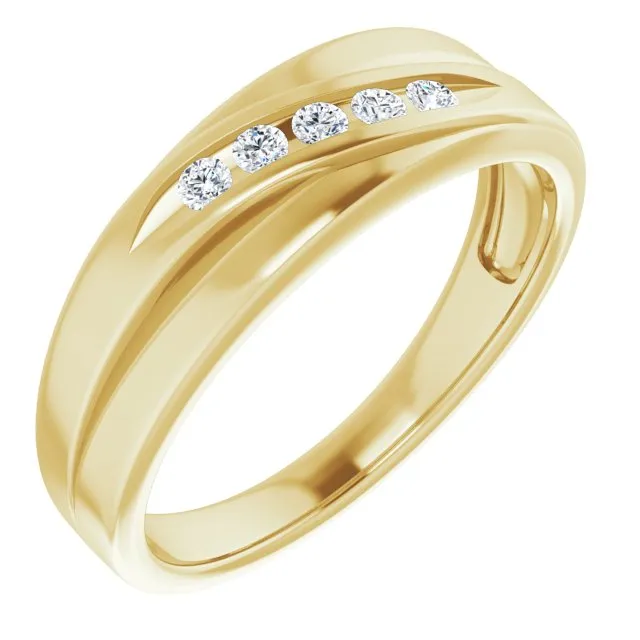 5 Stone Channel Set Diamond Men's Ring