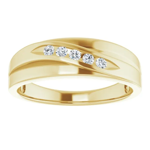 5 Stone Channel Set Diamond Men's Ring