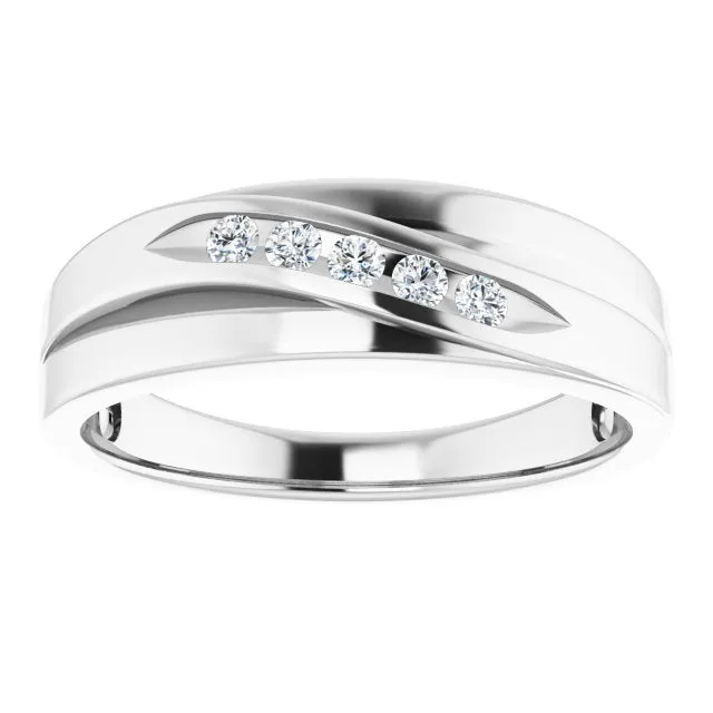 5 Stone Channel Set Diamond Men's Ring