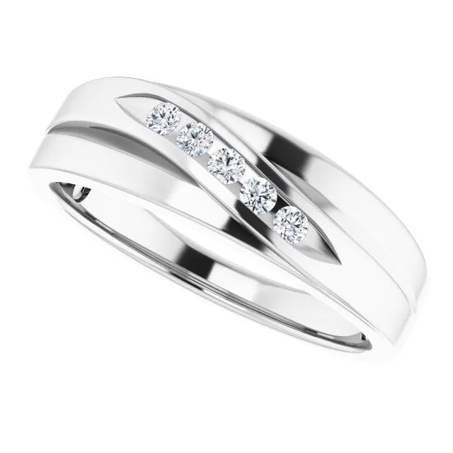 5 Stone Channel Set Diamond Men's Ring