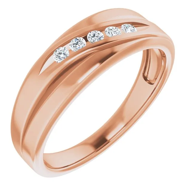 5 Stone Channel Set Diamond Men's Ring
