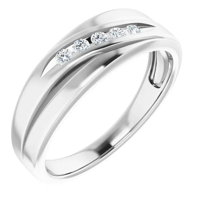 5 Stone Channel Set Diamond Men's Ring