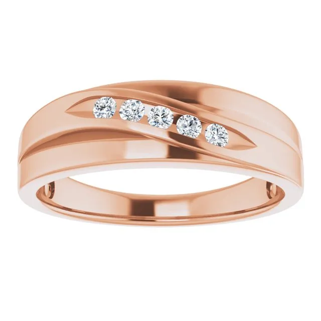 5 Stone Channel Set Diamond Men's Ring