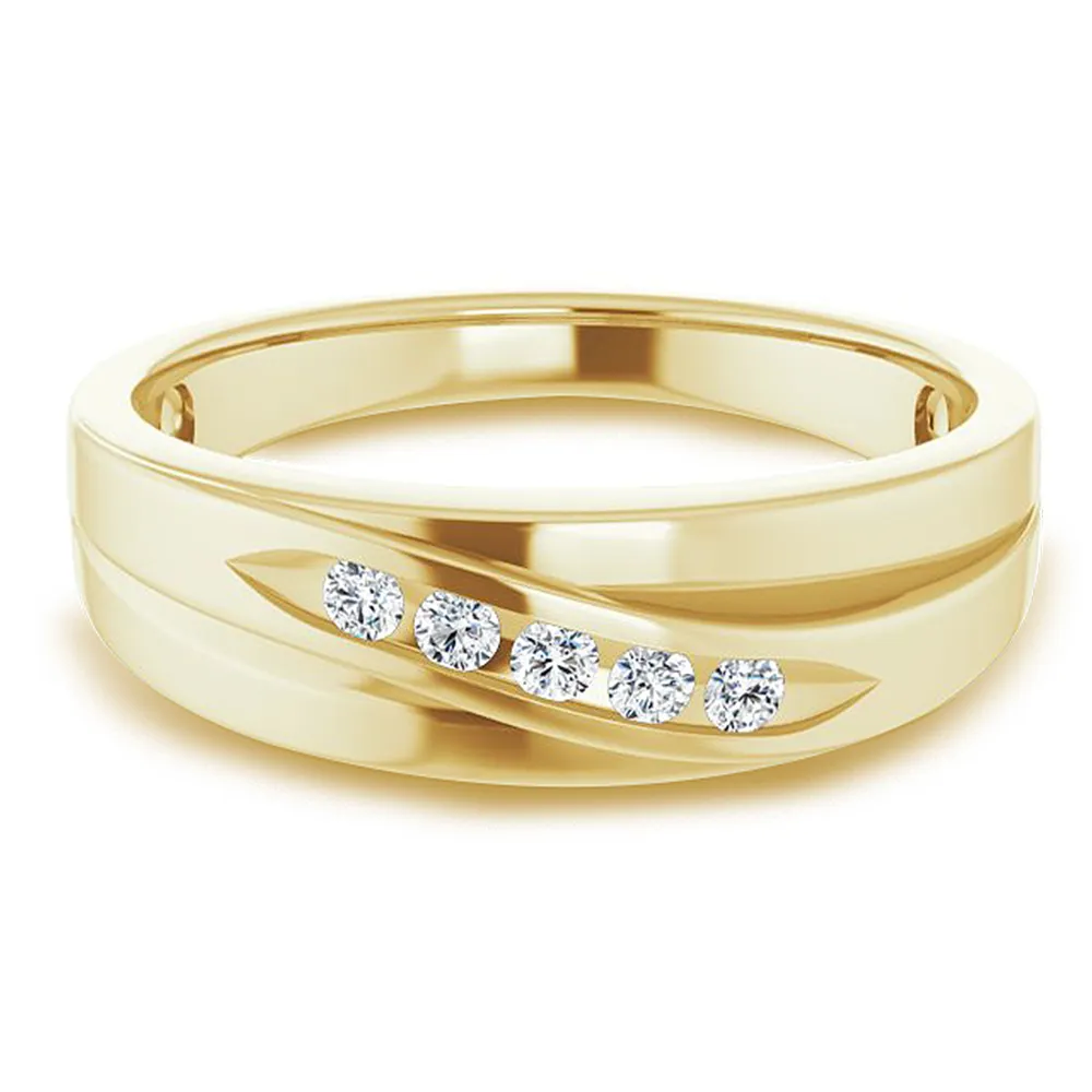 5 Stone Channel Set Diamond Men's Ring