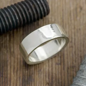8mm 14K White Comfort Fit Gold Men's Wedding band, High Polish