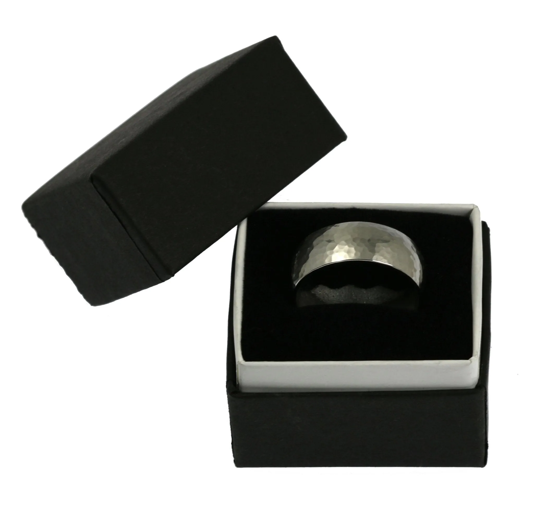 8mm Hammered Comfort Fit Stainless Steel Men's Ring