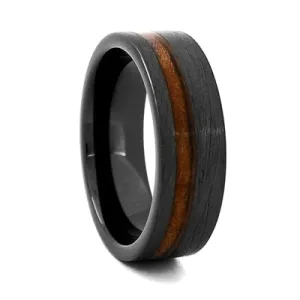 8mm High-Tech Ceramic Wedding Ring With Whiskey Barrel Inlay, Size 11 (92420)