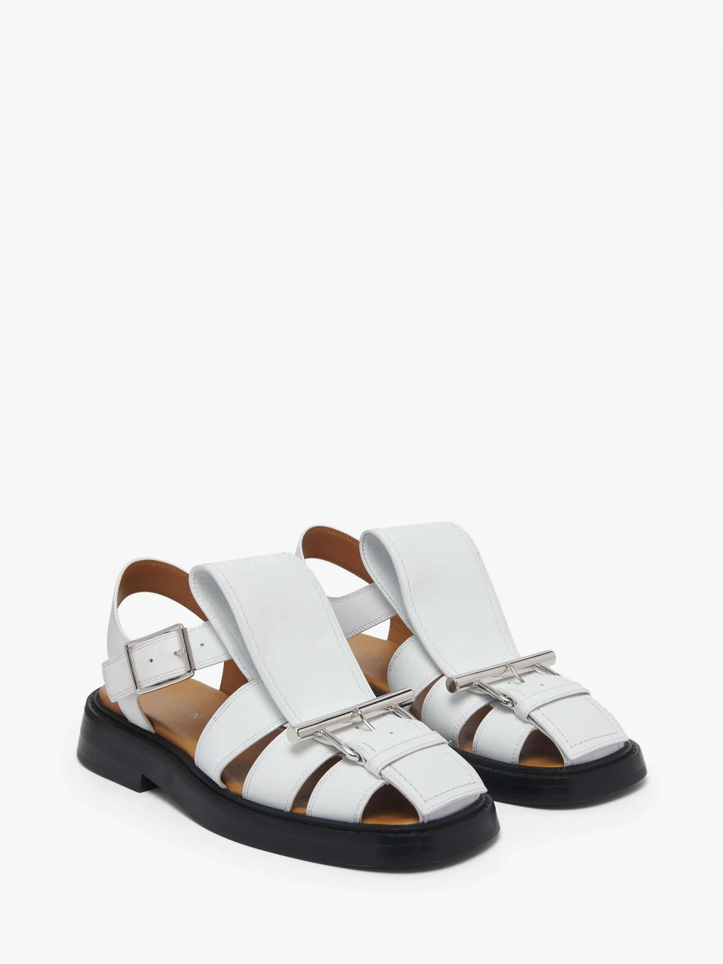 Alexander McQueen T-Bar Caged Sandal in White