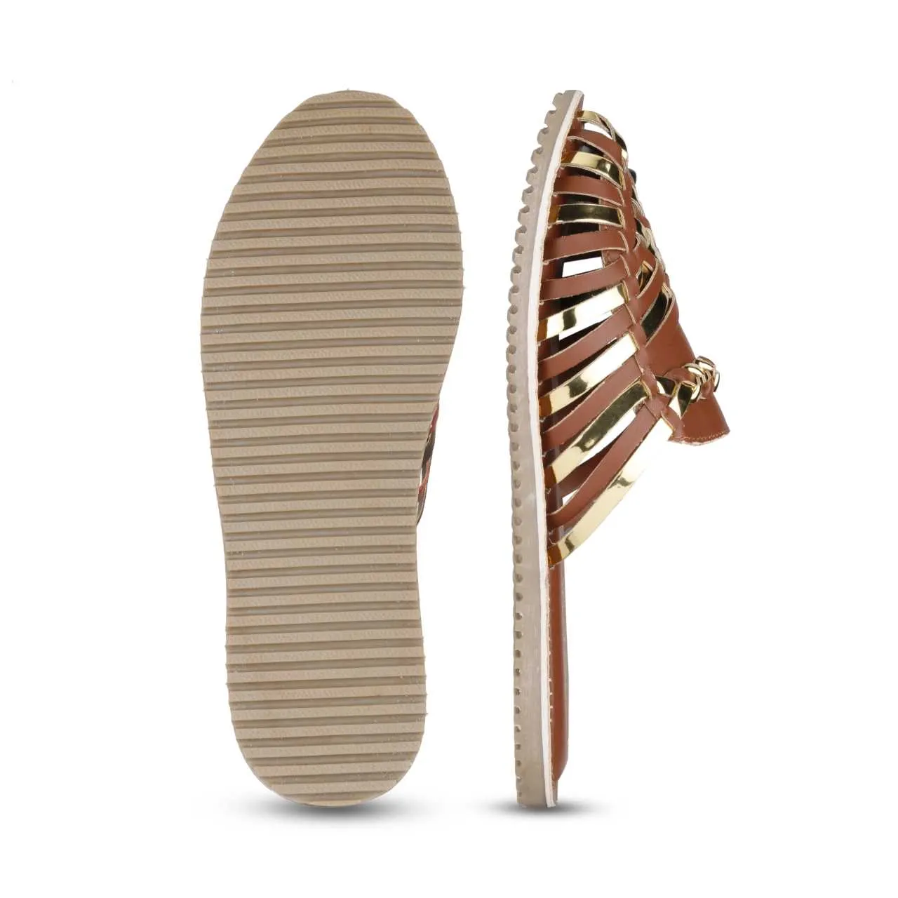 Amurra Tan Gold Huarache Mules