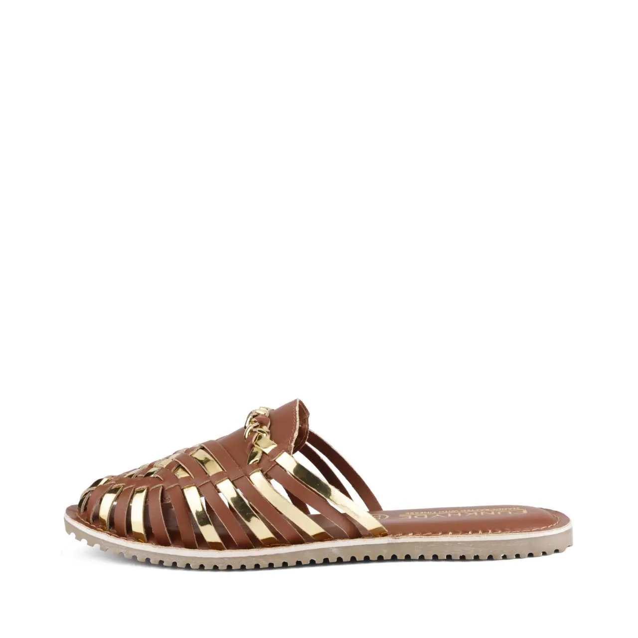 Amurra Tan Gold Huarache Mules