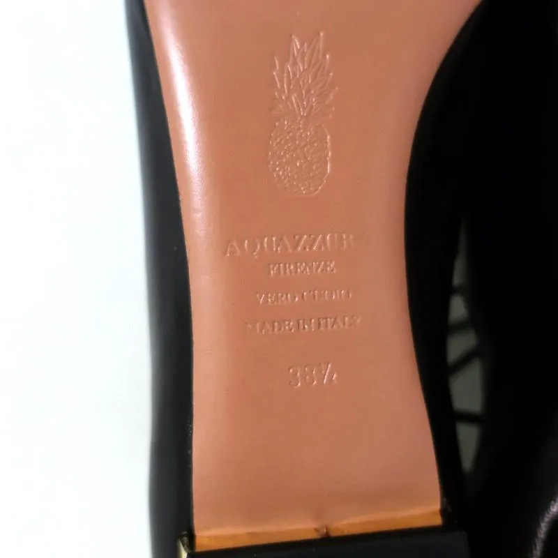 Aquazzura Christy Lace-Up Flats Black Leather Size 38.5 NEW