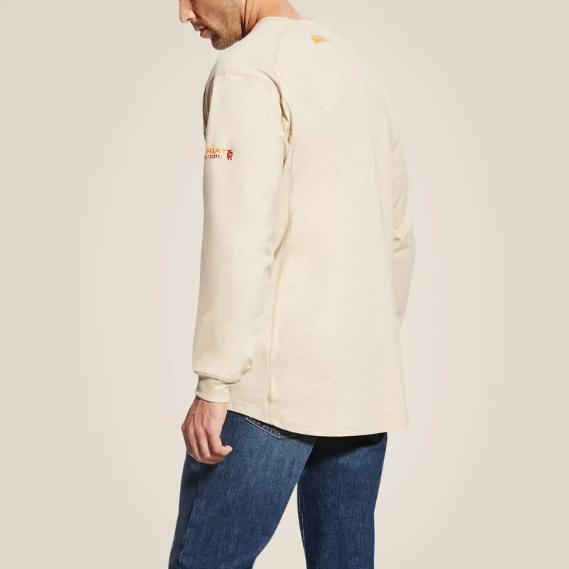 Ariat Men's FR Air Crew Long Sleeve T-Shirt Sand Heather 10022328