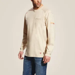 Ariat Men's FR Air Crew Long Sleeve T-Shirt Sand Heather 10022328