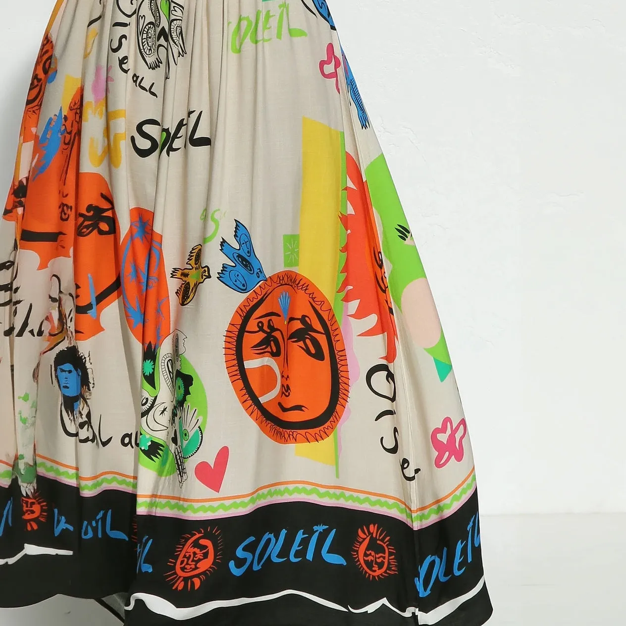 Artistic Print Maxi Dress with Spaghetti Straps