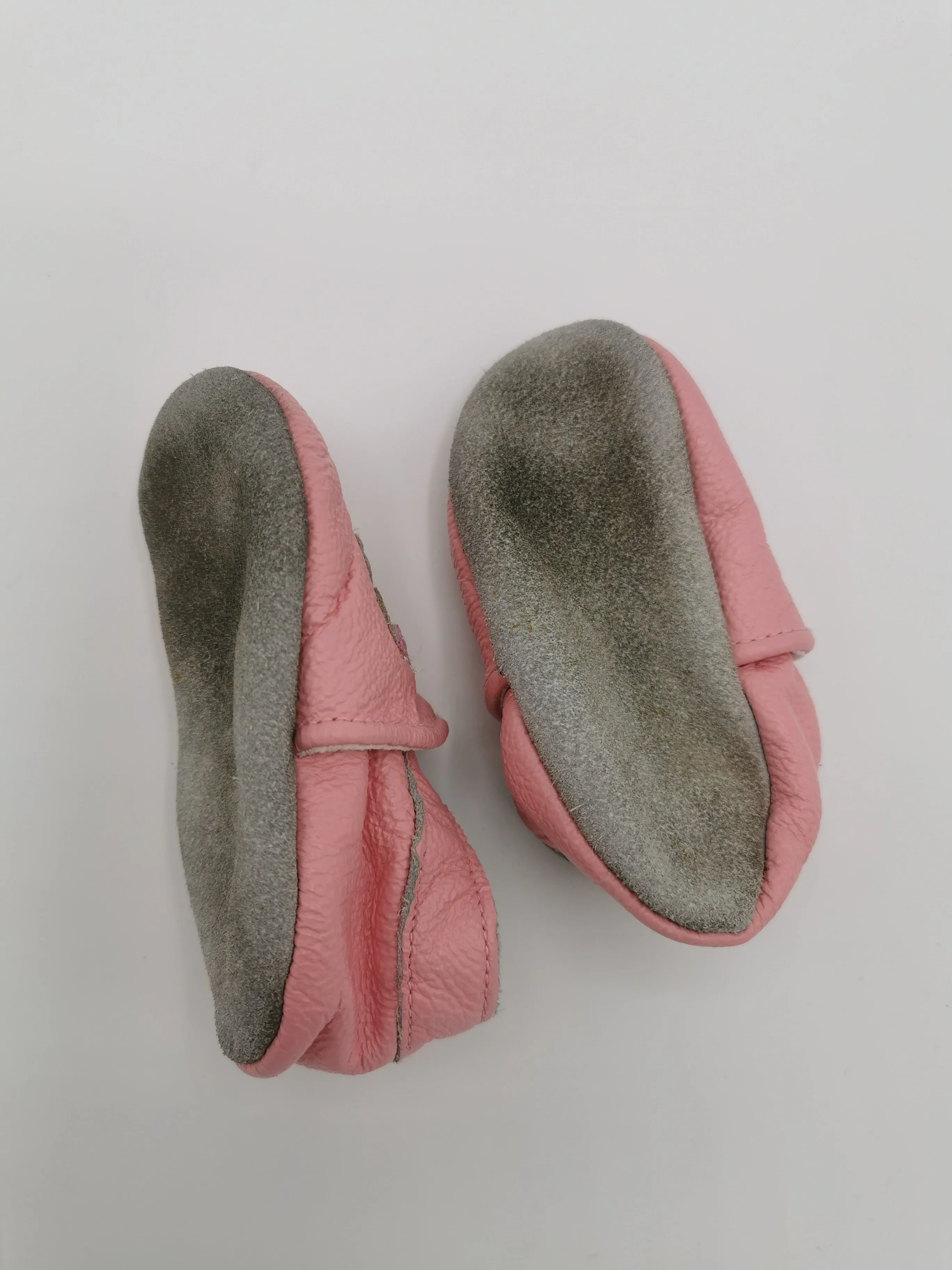 BABY GIRL SIZE 4 TODDLER - Slip on Leather Moccasins, Pink, Unicorns VGUC B2