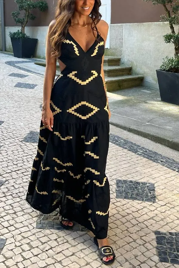 Backless Split Spaghetti Strap Summer Dresses