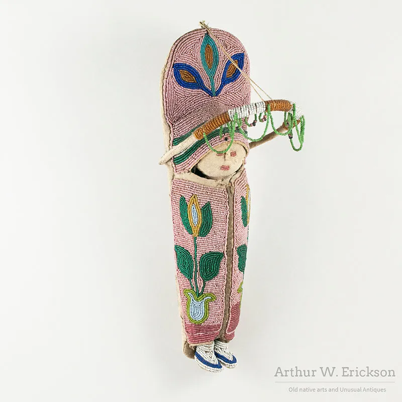 Beaded Plateau Doll Cradle with Doll