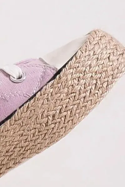 Beast Fashion Lace Up Woven Espadrille Sole Sneakers