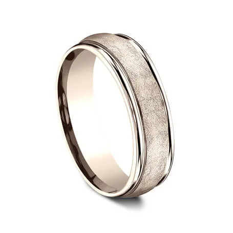Benchmark 14K Rose Gold 6.5mm Swirl Finish Men's Wedding Band RECF8658514KR