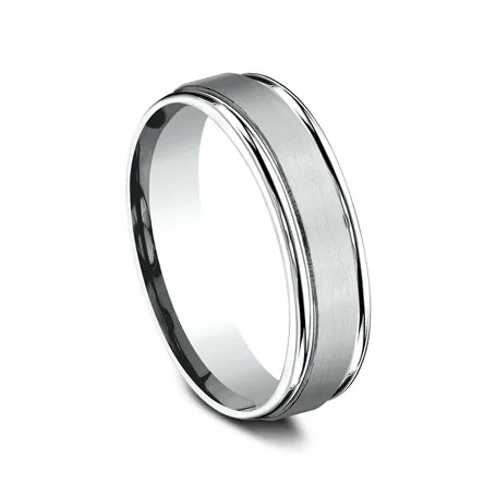 Benchmark 14K White Gold Comfort Fit 6MM Men's Wedding Band RECF7602S14KW