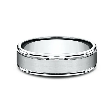 Benchmark 14K White Gold Comfort Fit 6MM Men's Wedding Band RECF7602S14KW