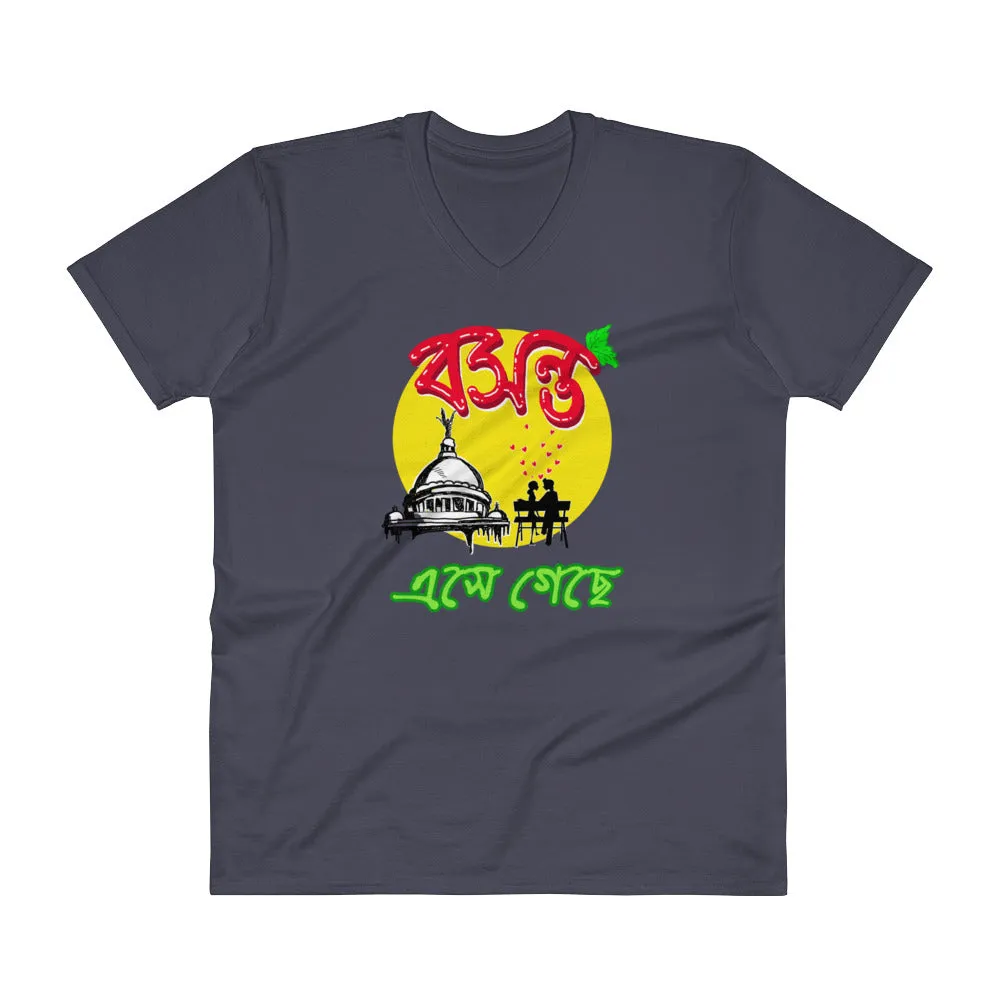 Bengali Lightweight Fashion V-Neck T-Shirt - Bosonto Ese Gache