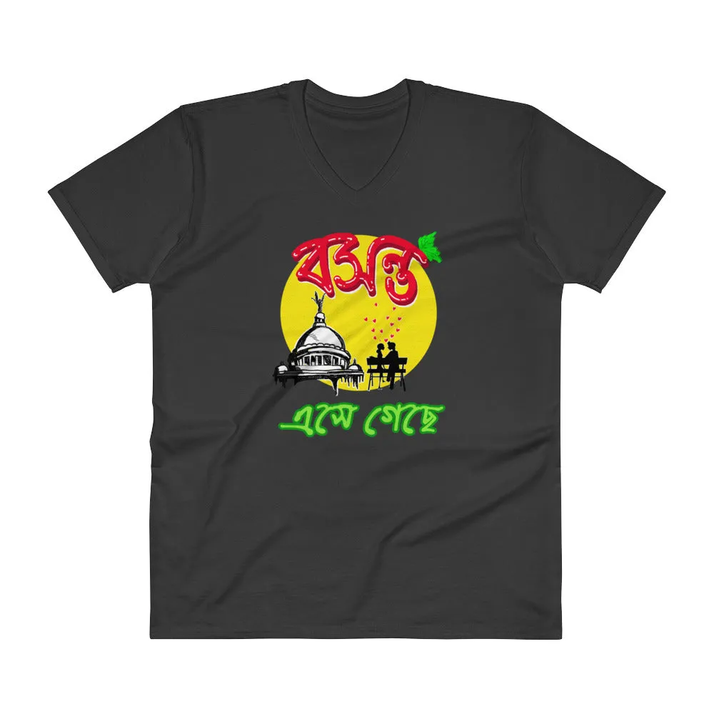 Bengali Lightweight Fashion V-Neck T-Shirt - Bosonto Ese Gache