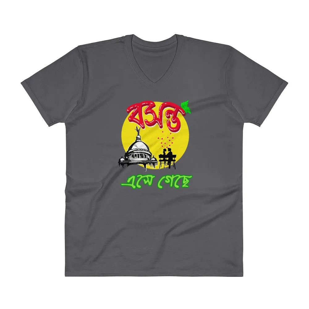 Bengali Lightweight Fashion V-Neck T-Shirt - Bosonto Ese Gache