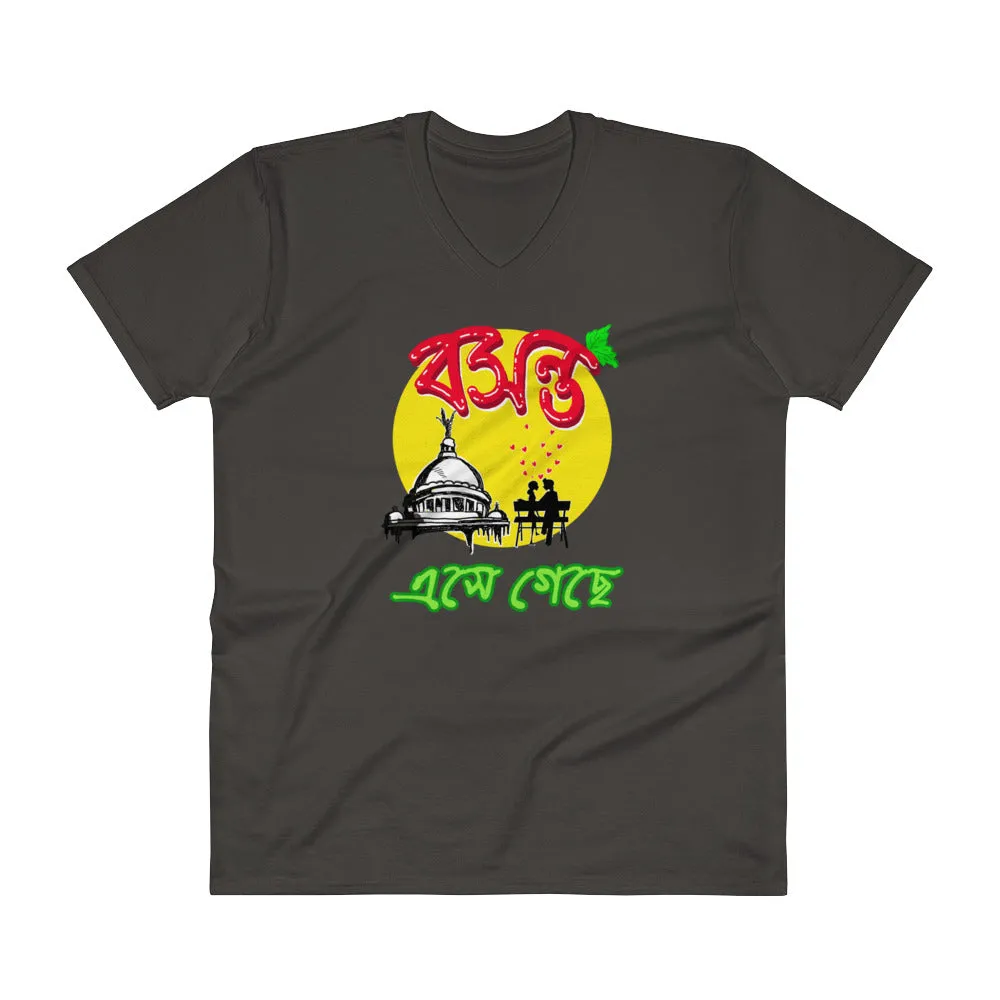 Bengali Lightweight Fashion V-Neck T-Shirt - Bosonto Ese Gache