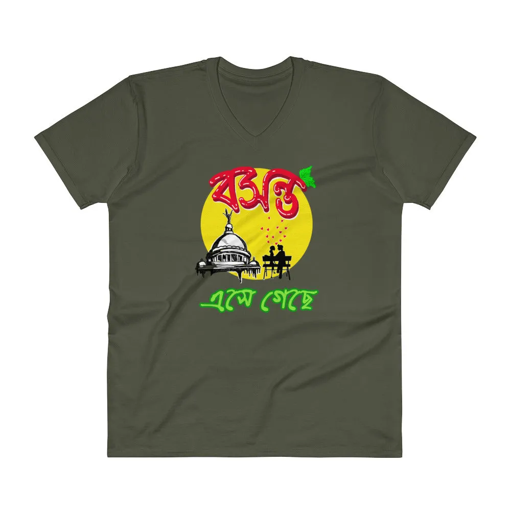 Bengali Lightweight Fashion V-Neck T-Shirt - Bosonto Ese Gache