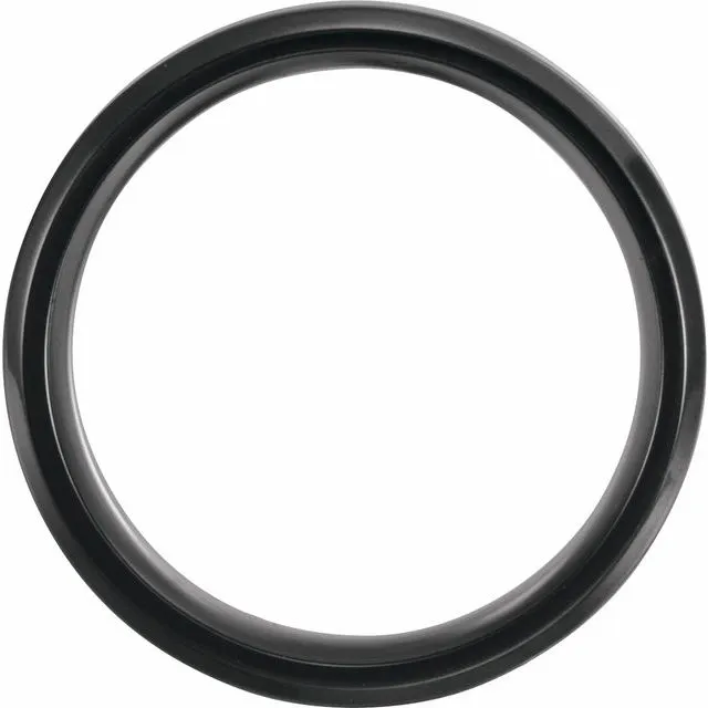 Black Titanium 8 mm Beveled-Edge Comfort-Fit Band with Hawaiian Koa Wood Inlay