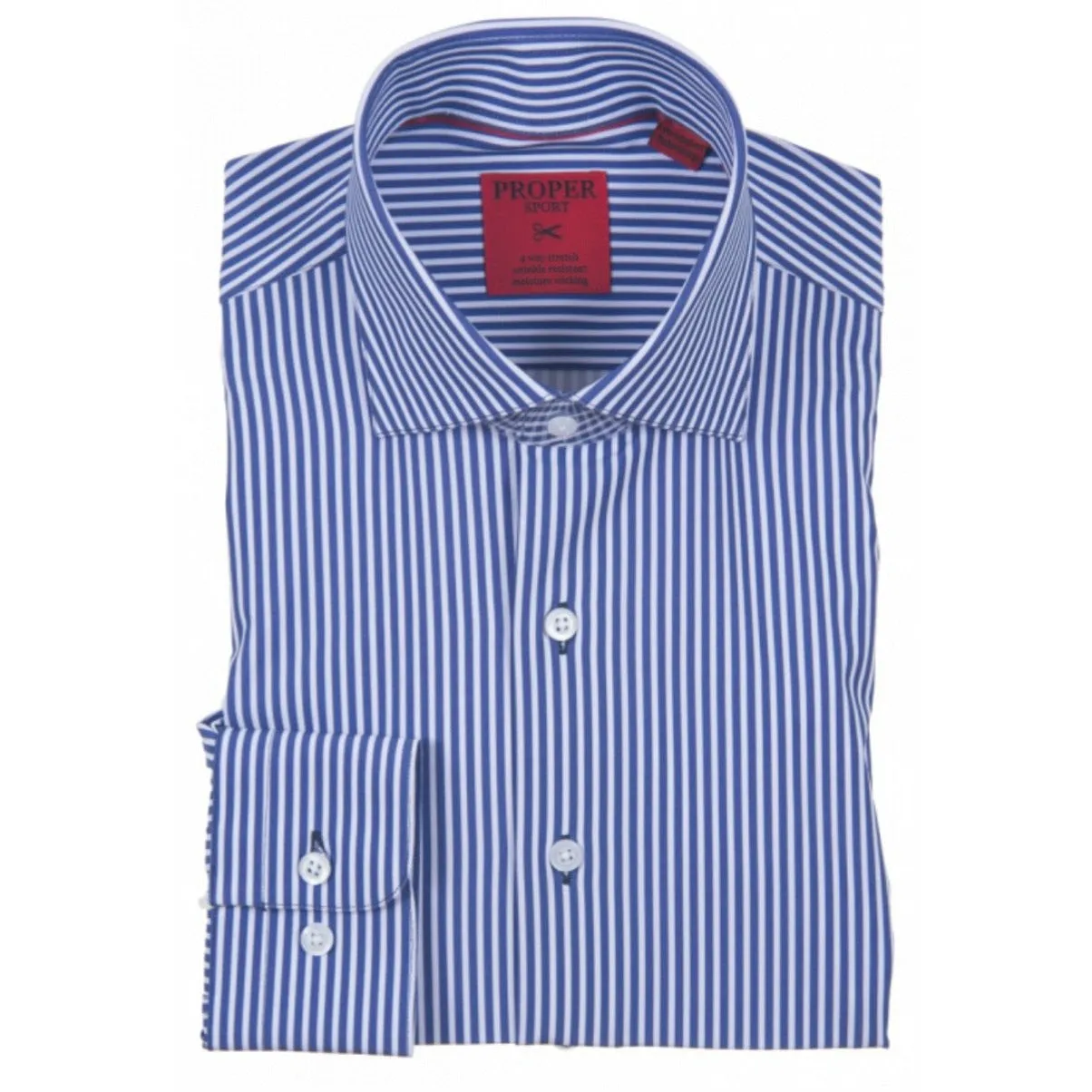 Blue Striped Pure Sport Stretch Dress Shirt